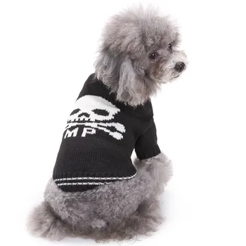 

New Autumn/winter Wool Pet Dog Sweaters Personality Skull Knitting Sweater for Small and Medium Dog Pet Clothes(black)