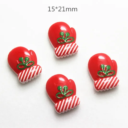 

20pcs Resin Christmas Glove Flatback Cabochon Craft for DIY hair bow center scrapbooking,15*21mm