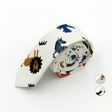 Мода 5 см ширина Тонкий Галстуки для мужчин женщин тканые жаккардовые характер животных кошка хлопок белье галстук Gravata белый