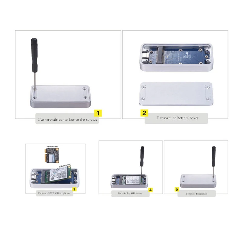 Uneatop UT63102U3C алюминиевый Type-C mSATA USB 3.1 портативный мобильный SSD Внешний HDD корпус