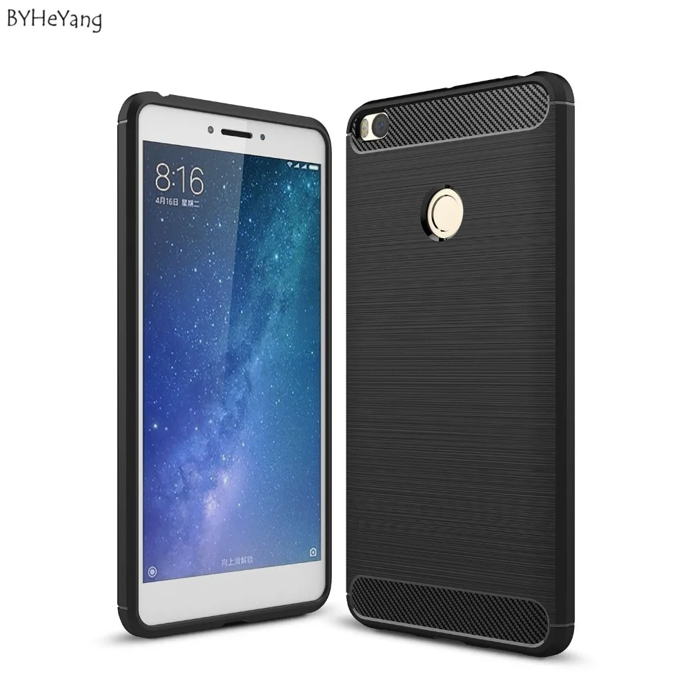 BYHeYang For Xiaomi Max 2 Case New slim Hybrid Super armor tpu Carbon Fiber Texture Brushed Soft Cover mi Max2 |