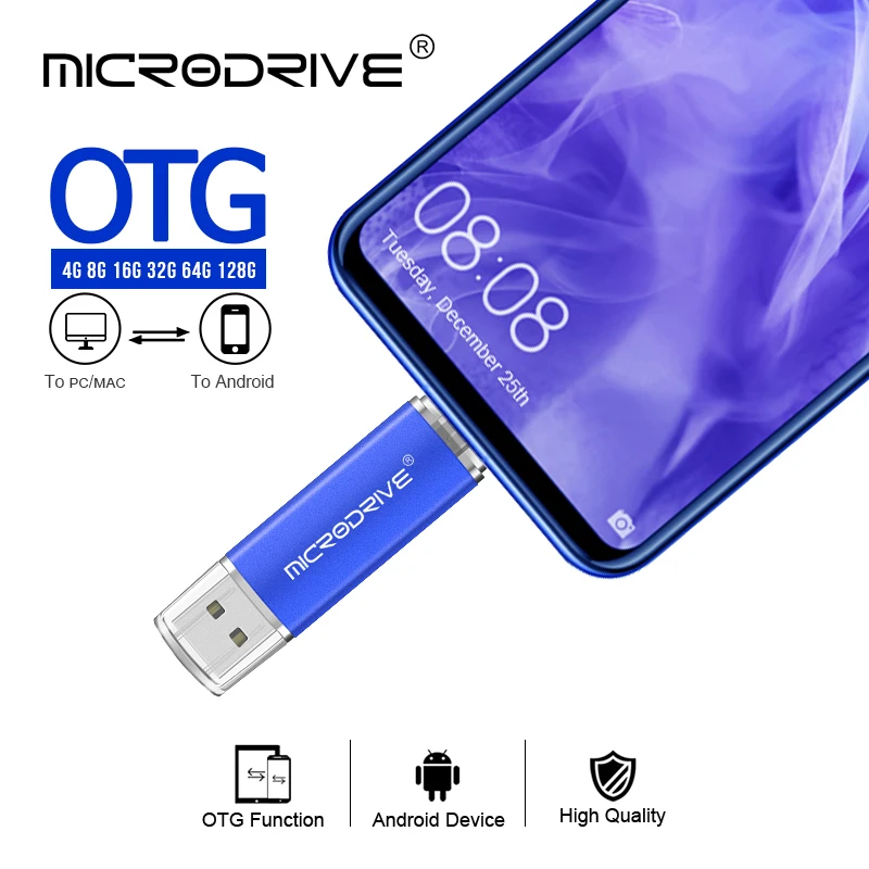 Новинка OTG флеш диск USB 2 0 32 ГБ 16 8 металлическая карта памяти Флешка 64 128 накопитель