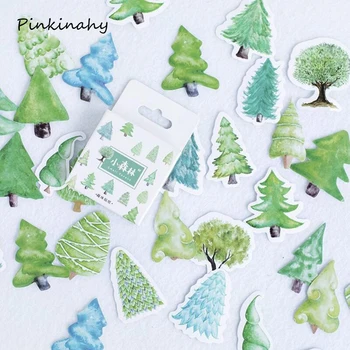 

45 pcs kawaii Stickers Green Trees Memo Pads Stationery stickers Planner Journal Note Diary Paper Scrapbooking Albums Photo Tag