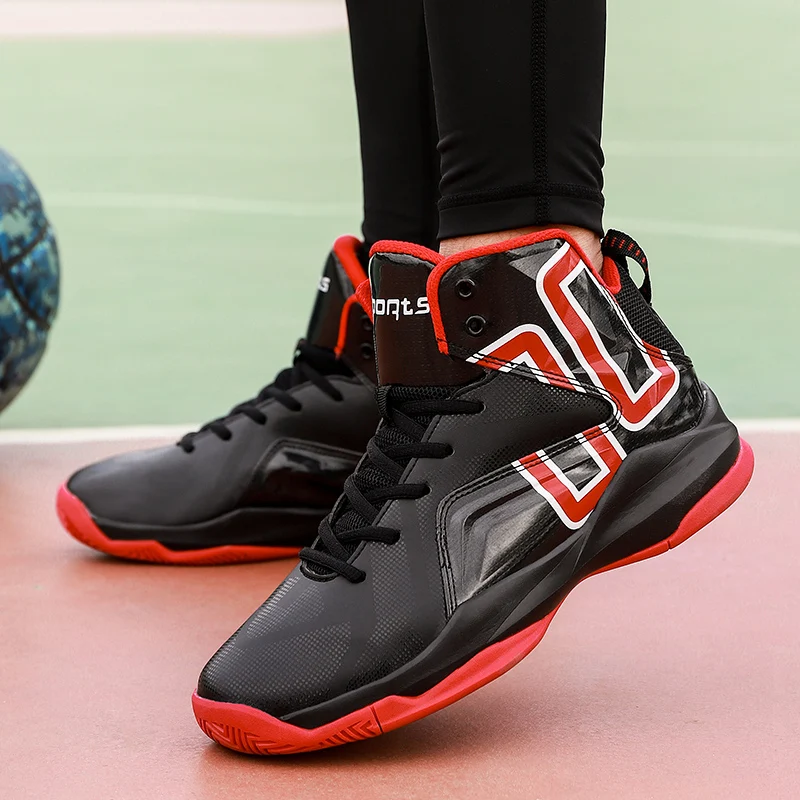 QzsYog tallas grandes 39-45 hombres zapatos de Baloncesto Zapatillas altas deportivas almohadón tobillo botas transpirables atléticos zapatillas Baloncesto
