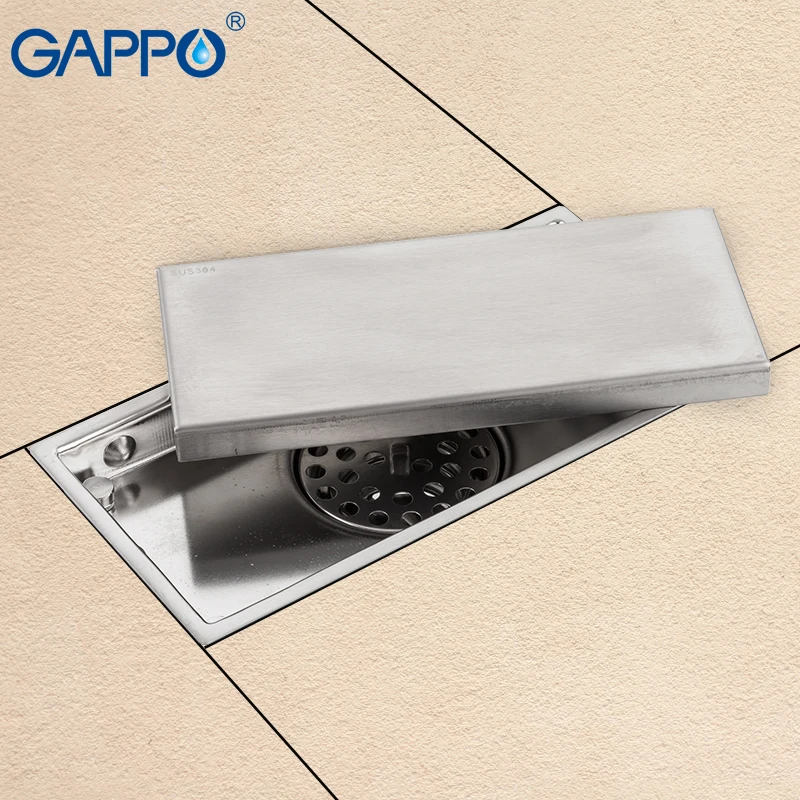 

GAPPO Drains stainless steel recgangle anti-odor waste drains bathroom shower drain strainer shower room water drains