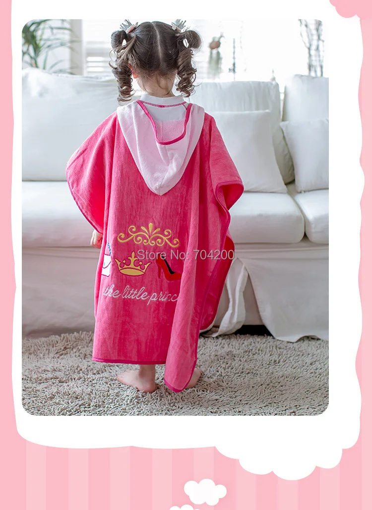 Детское банное полотенце с мультяшным принтом, розовый детский банный халат принцессы, хлопковое детское полотенце, банное полотенце, бархатное пляжное полотенце