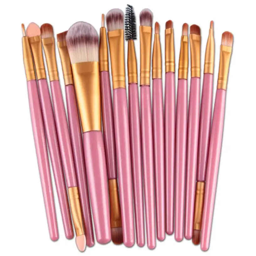MAANGE Pro 15 шт./компл. пудра для основы макияжа Тени для век Румяна бровей губ кисти набор Maquiagem косметические инструменты набор кистей для макияжа - Handle Color: Розовый