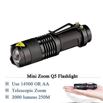 

Mini led torch Zoom cree flashlight lanterna waterproof camping linterna 2000 lumens 3 mode 14500 rechargeable batteries or AA
