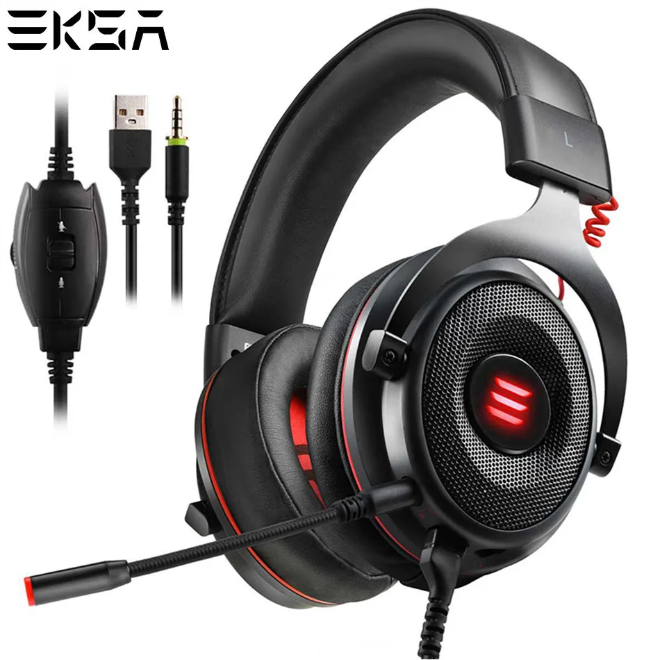 EKSA Gaming Headset Virtual USB 7.1 Headphones Wired 3.5mm Over Ear
