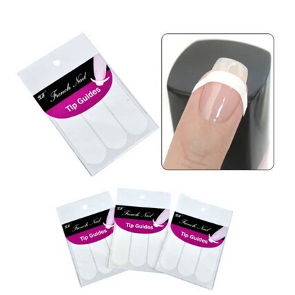 

hot selling 48pcs/set Nail Art Guide Tips Stencils Sticker French Manicure Template 3D Vinyls Decals Form Styling Tool