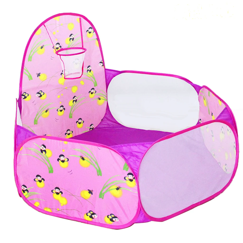 Fun Pop Up Ball Pit Pool Toddler Baby Play Tent Playhouse Playpen with Basketball Hoop Developmental play Game Toy 120CM/ 47``