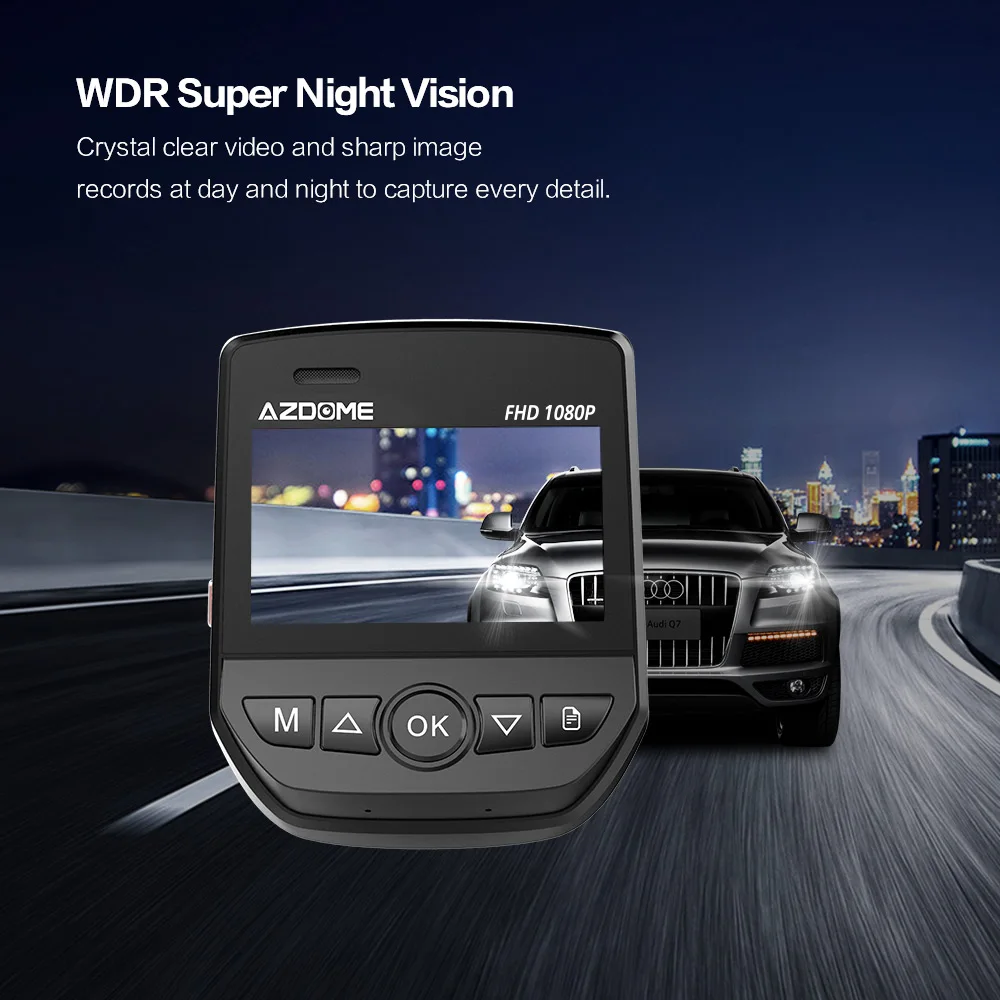 Автомобильный видеорегистратор AZDOME A305 WiFi Novatek 96658 Full HD1080P автомобильная камера 2 45