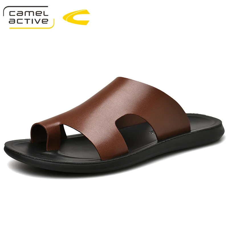 Camel Active Новая Мужская обувь плоской подошве банные шлепанцы летние сандалии для использования вне помещений; Повседневное; нескользящие Вьетнамки; пляжная обувь - Цвет: Коричневый