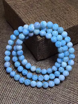 

6.7mm Larimar Gemstone Cabochon Atlantis Stone Blue Pectolite Gemstone Bracelet