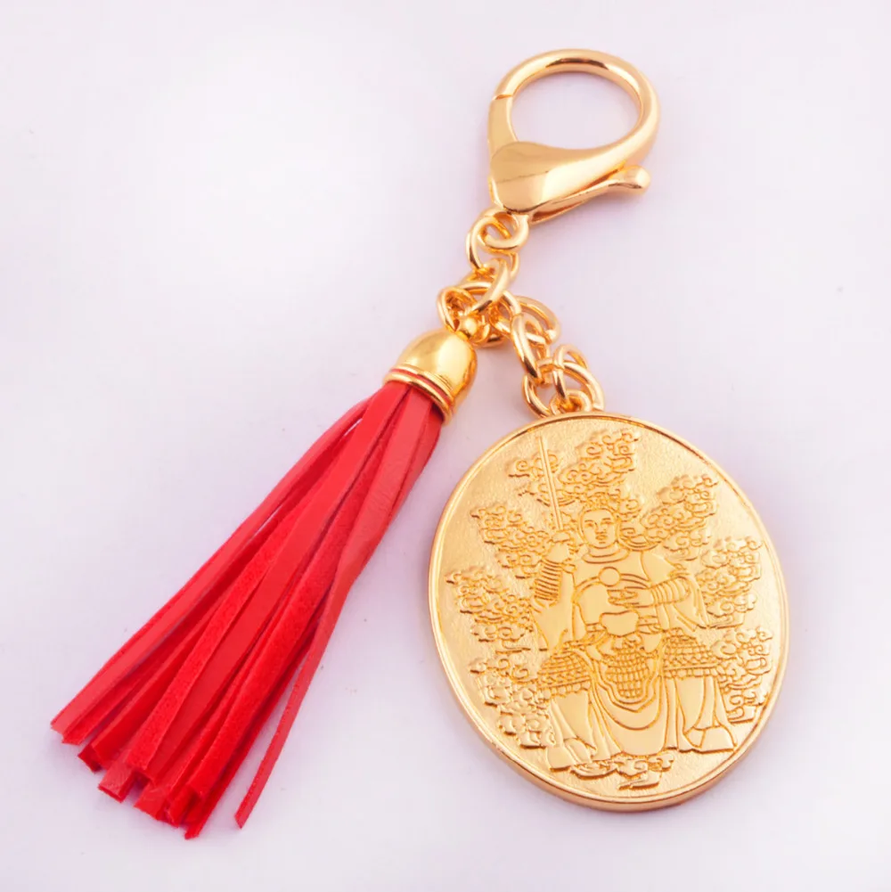 Feng Shui Chinese New Year leather tassel key chain Tai Sui Amulet