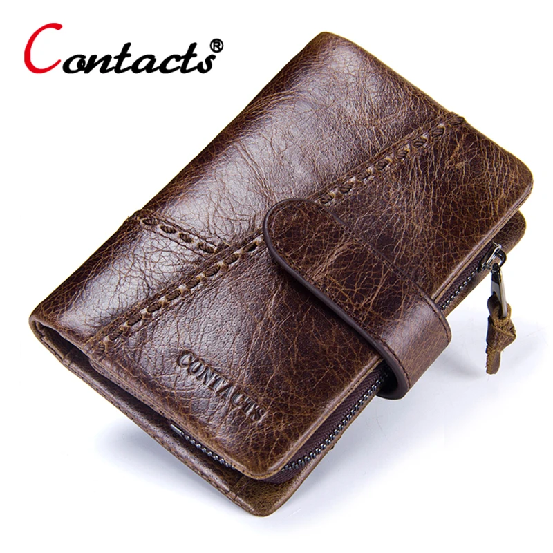 

CONTACT'S 2018 Men Wallet Genuine Leather Men Wallet Business Card Holder Clutch Small Wallet Wallet Gifts