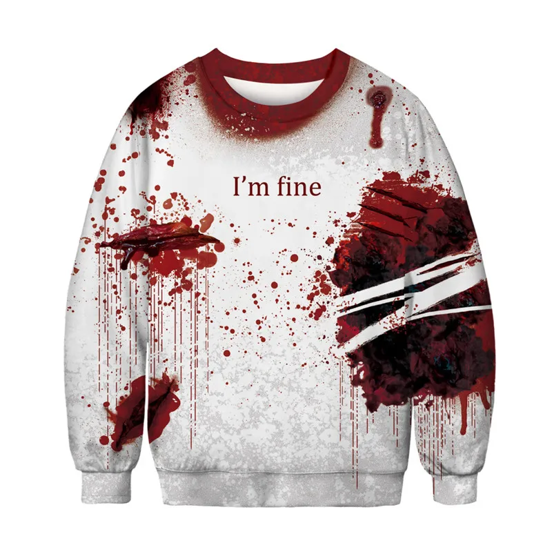 

ALMOSUN I Am Fine 3D All Over Print Crewneck Pullover Sweatshirts Hipster Hip Hop Funny Streetwear Jumper Unisex Clothing