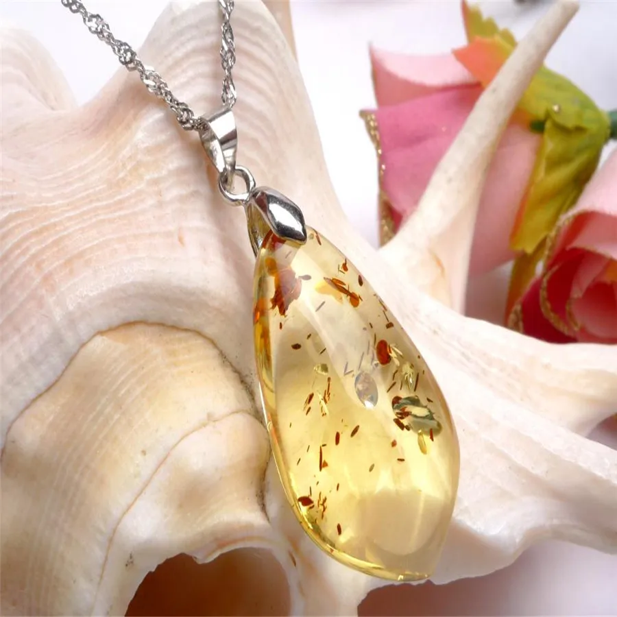 

28x19x7mm Genuine Natural Stone Yellow Waterdrop Bead Pendant Just One Gift Necklace Transparent Crystal Quartz Pendant