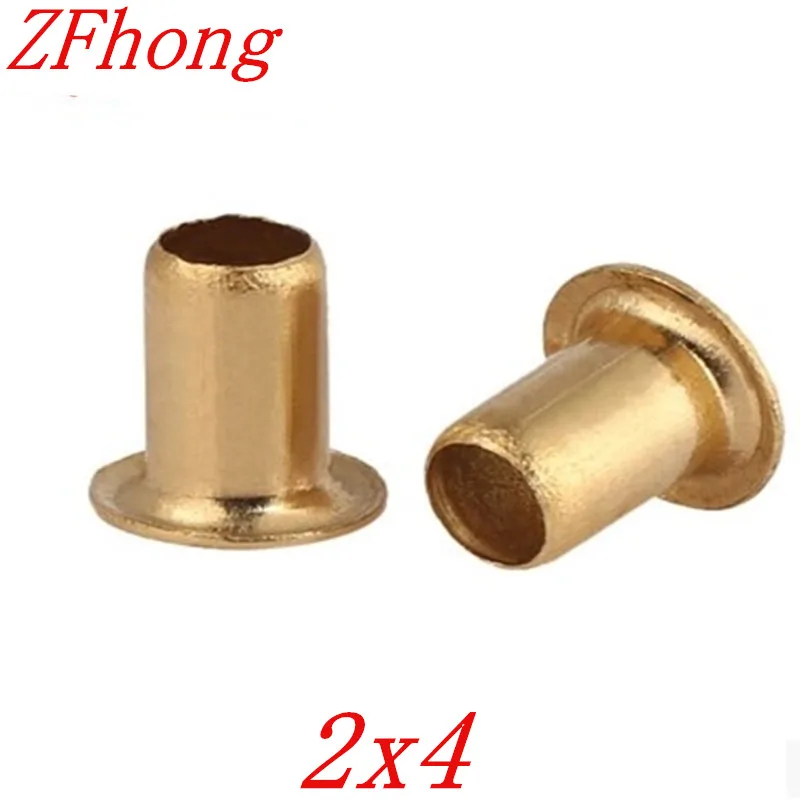 500pcs 2x4mm Brass copper Hollow Rivet 2mm Brand Double sided Circuit