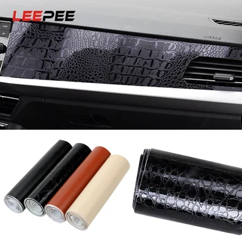 

LEEPEE 10cmX152cm Car Wrap Sticker PVC Adhesive Vinyl Film Premium Leather Pattern For Auto Car Body Internal DIY Car Styling