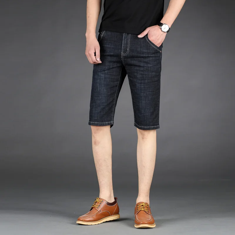 

Men's summer thin casual denim shorts Korean version of washed straight pants wicking breathable stretch five pants