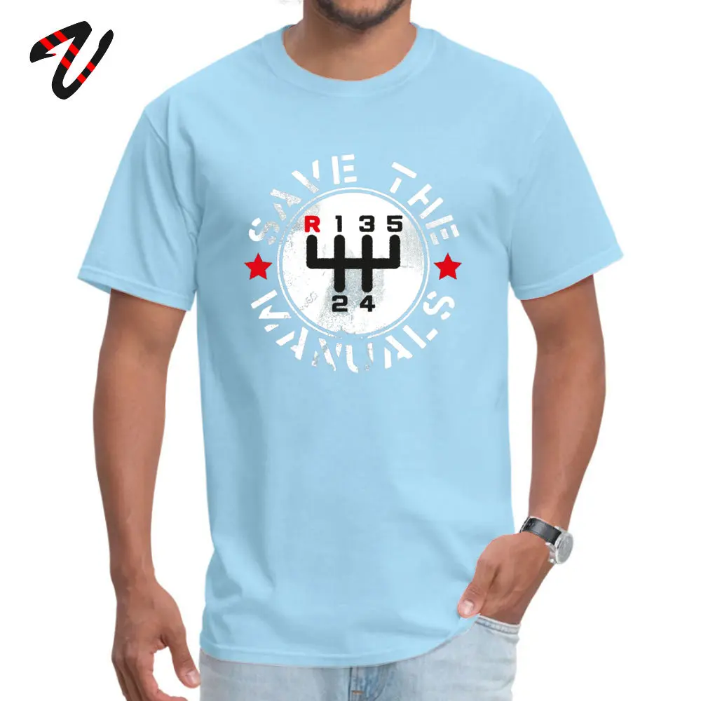 Men's Funny Save The Manual Transmission Cotton Crew Neck T-Shirt with Koi Pickle Design - Free Shipping