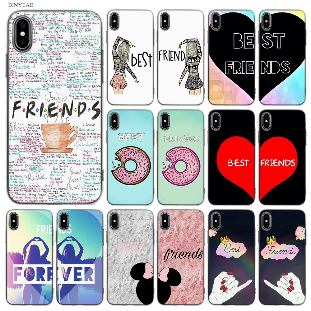 

BINYEAE My Best Friend Friends BFF Soft Styles Design TPU Silicone Case Cover Coque Capa Fundas Shell for Apple iPhone X 10 Ten