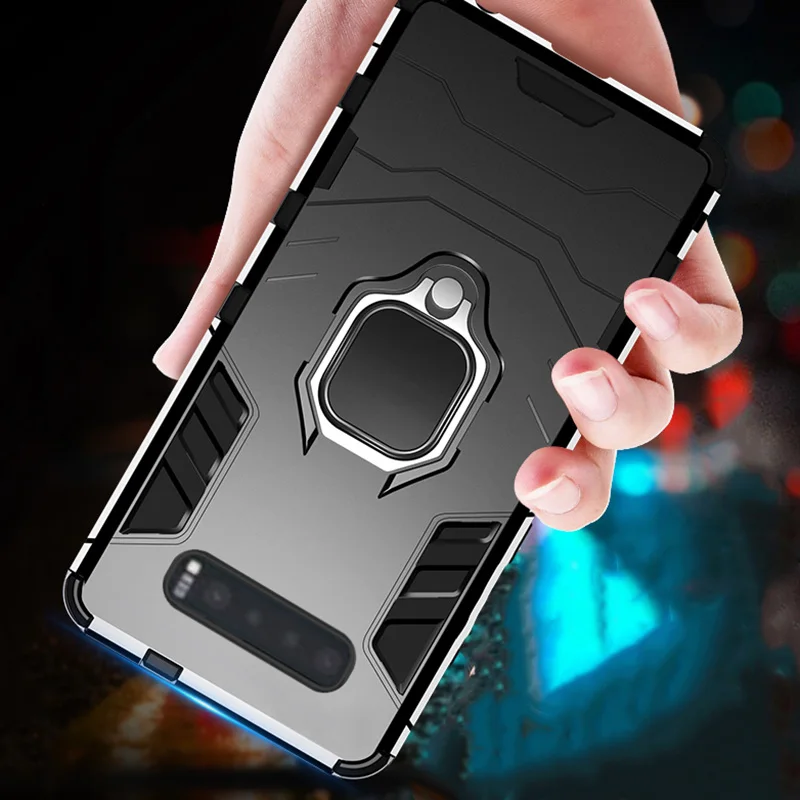 Чехол с кольцом для samsung Galaxy S10 5G жесткий силиконовый металлический кронштейн из