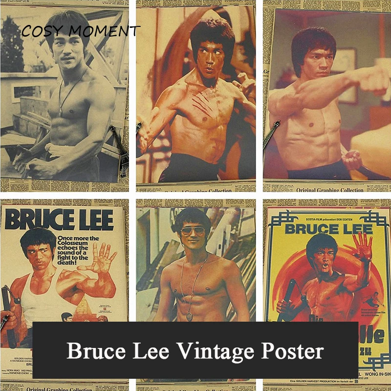 

COSY MOMENT Classic Kung Fu Star Bruce Lee Vintage Movie Poster Retro Kraft Paper Bar Cafe Home Decor Painting Poster QT433
