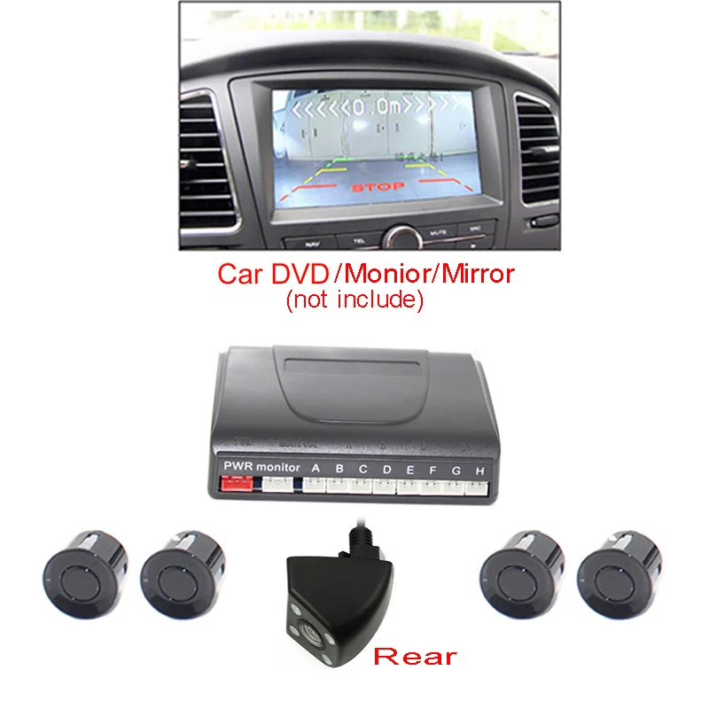 Цифровой дисплей, автомобильный Видео парковочный датчик, обратный резервный радар, задняя Передняя камера, Авто парковочный монитор, повышающая сигнализация, видео радар