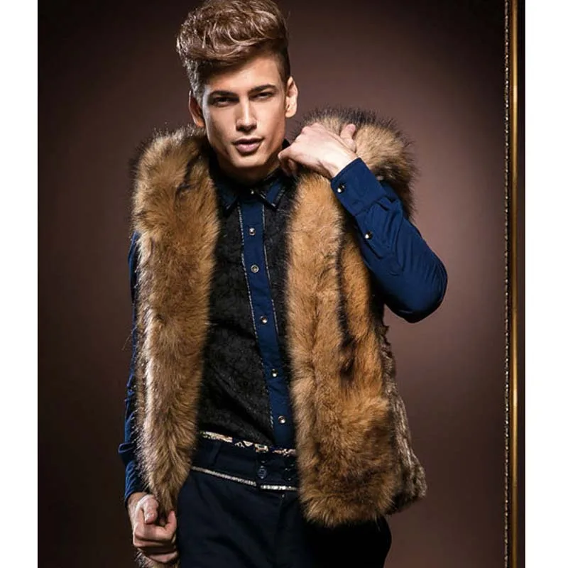 Fur Vest Hoodie Hooded Thick Fur 