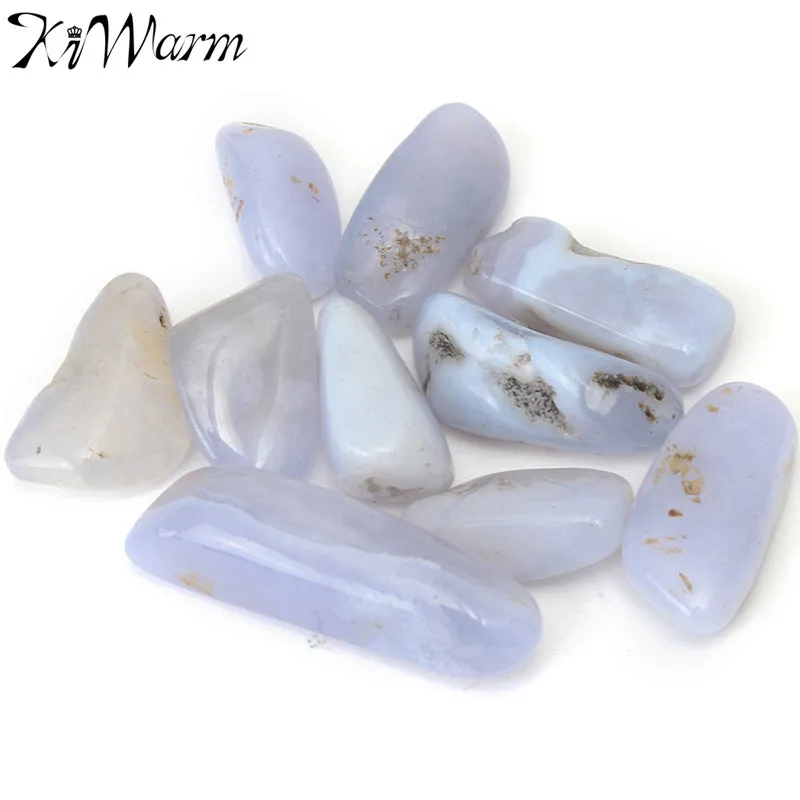 

KiWarm 10Pcs Blue Lace Agate Tumblestones Crystal Gemstone for Terrarium Fish Tank Plant Potting Glass Container Home Decor