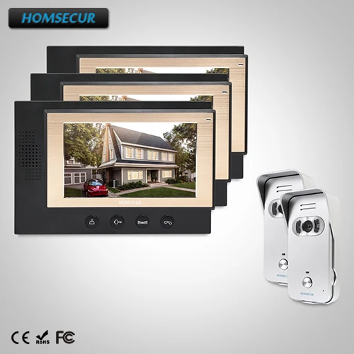 

HOMSECUR 7" Wired Hands-free Video Door Phone Intercom System+LCD Color Screen (TC021-S+TM701-B)