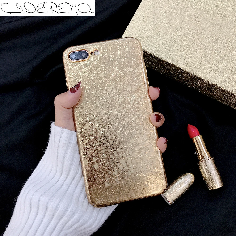 

CIDERENA Mobile Shell 1 Pc/lot Hard PC Plain Lipstick Color Queen Luxury Glitter Cell Phone Case Back Cover for iPhone 8 7