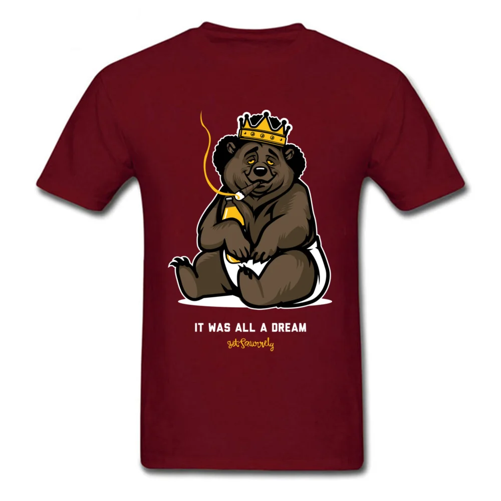 Printed Biggie Bear T-Shirt Latest Summer Autumn Short Sleeve Round Collar Tees Cotton Men's Print Tee Shirt Top Quality Biggie Bear maroon