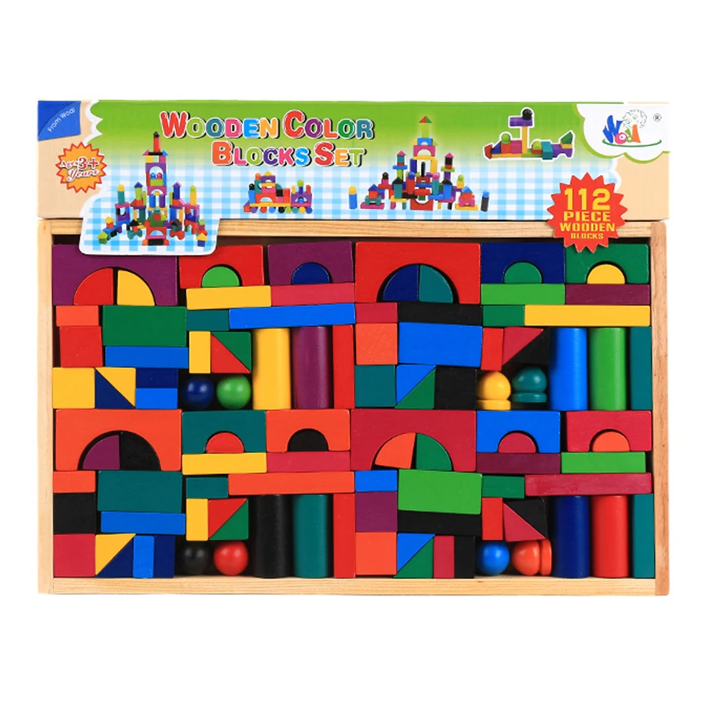 112pcs Flexible Colorful Building Sticks Kids Plastic Building Blocks with Box