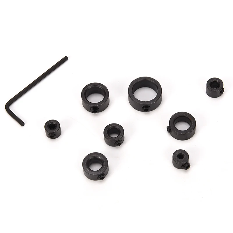 8Pcs 3/4/5/6/8/10/12/16mm Woodworking Tools Drill Bits Depth Stop Collars Ring Positioner Drill Locator + Hex Wrench ferramentas