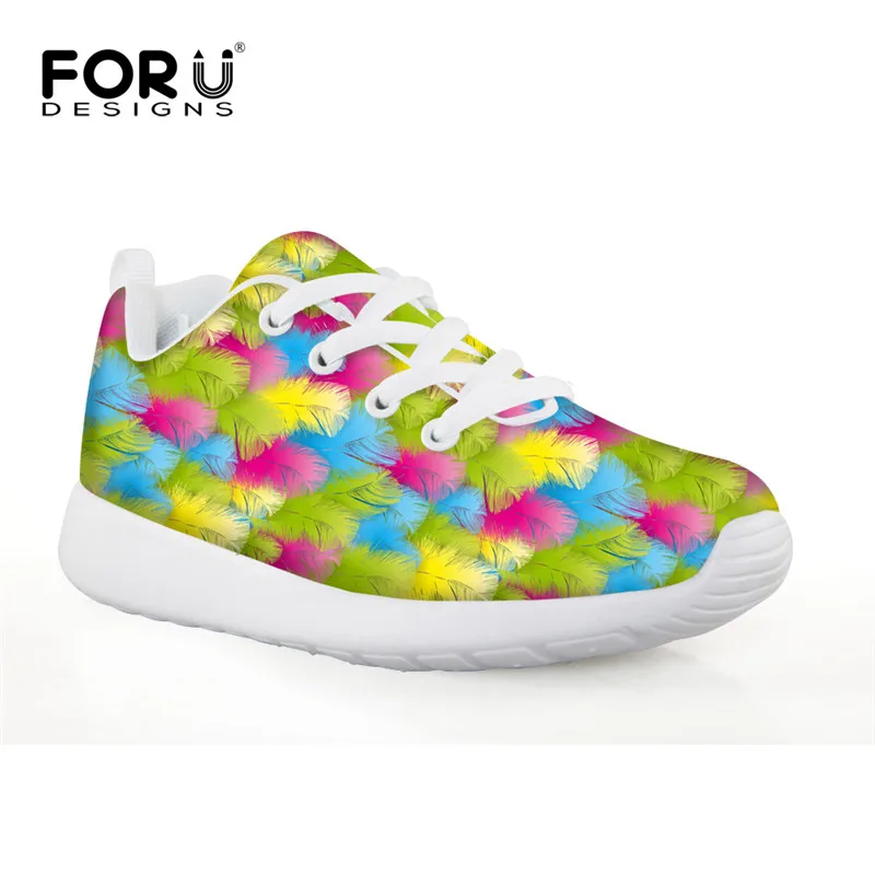 

Euro size 29-34 Children Shoes Girl Mix-Color Feather Print Girl Casual Footwear Breathable Spring Sneakers Infantil Menina