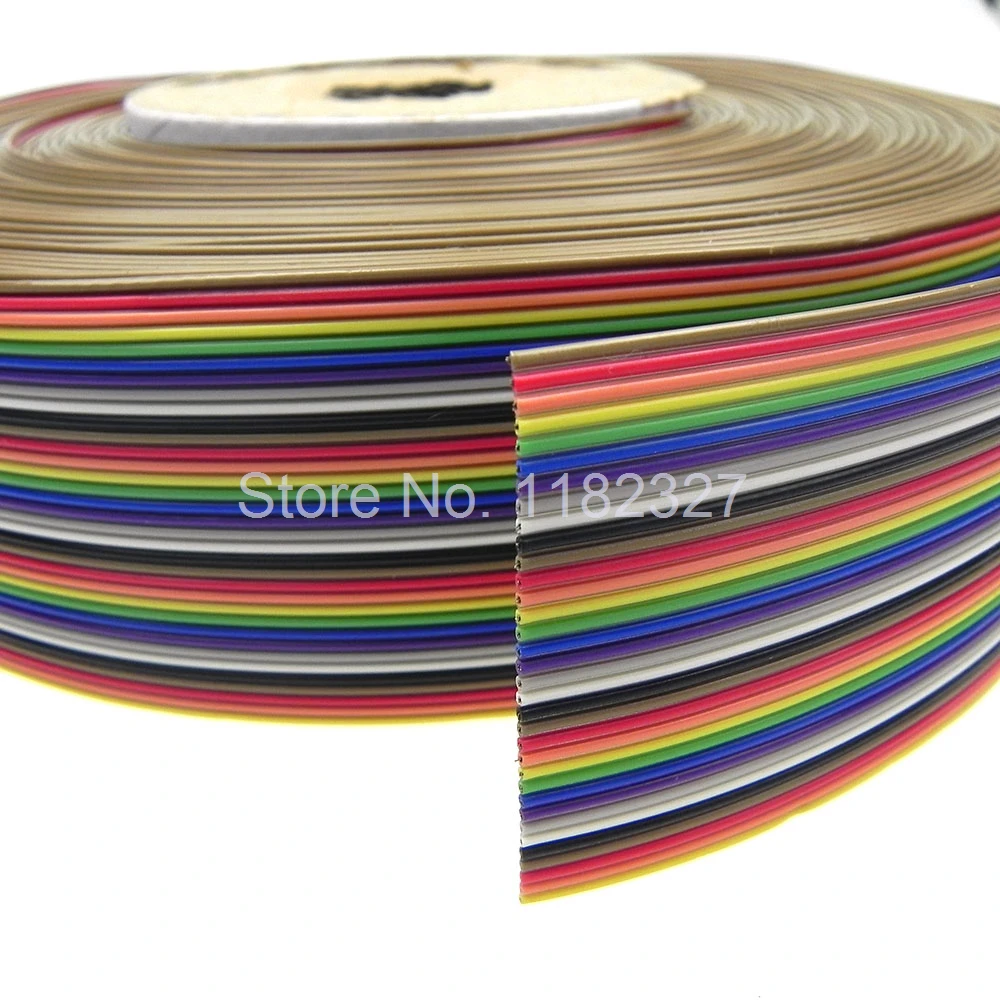 Flat ribbon cable 34 WAY Flat Color Rainbow Ribbon Cable wire Rainbow Cable 34P ribbon cable 1.27MM pitch 8