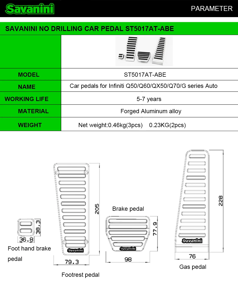 Savanini Подножка педаль тормоза и газа колодки для Infiniti Q50 QX50 Q70 QX70 Q60G37 M25 EX FX авто автомобили. Алюминий без сверления