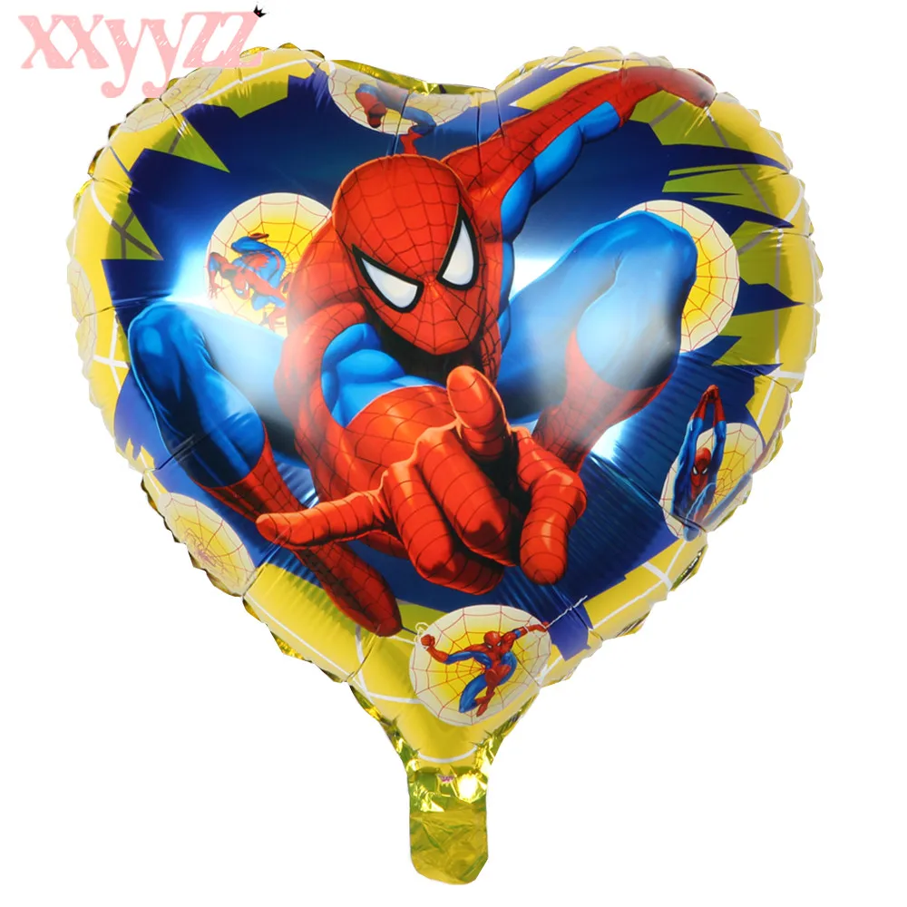 

XXYYZZ Free shipping New Love Heart Round Spiderman Aluminum Balloon Birthday Party Toys Balloon Wholesale