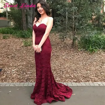 

Amazing Burgundy Bridesmaid Dresses Sweetheart Off The Shoulder Lace Prom Dresses Long Dresses For Wedding Party