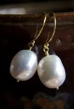 

noble jewelry EARRINGS Kirsten Handmade Drop Dangle Baroque Coin Pearl Silver Hooks