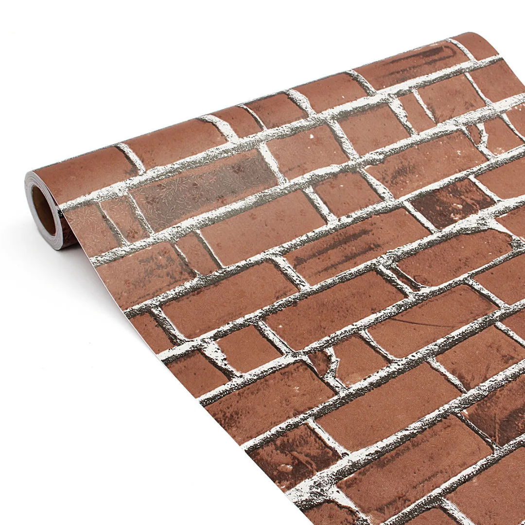 45cm*10m New Modern  DIY 3D Brick Pattern Self-adhesive Waterproof Wall Paper Decor