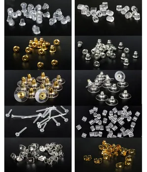 

100pcs/lot Rubber Clear Earring Back Stopper Silicone Round Earring Back Stoppers Bullet Butterfly Earring Back Stoppers