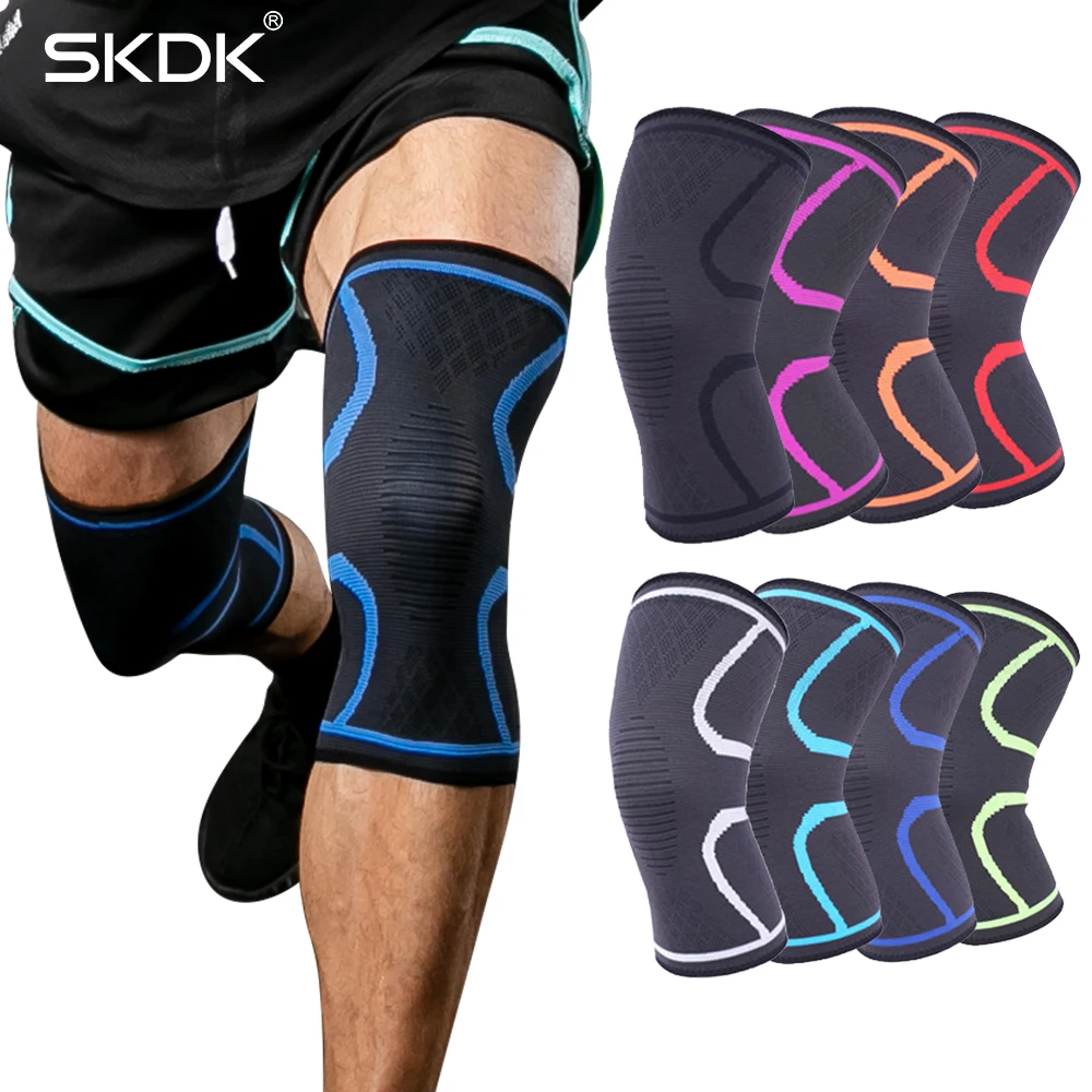 

SKDK 1pc Knee Suppor Nylon Elastic Sports Knee Pads Breathable Knee Protector Brace Running Fitness Hiking Cycling Knee Sleeve