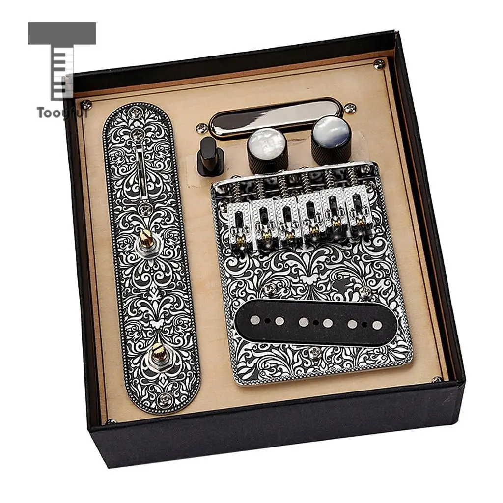 Black 3 Way Prewired Control Plate Bridge Replacement Accessory for Tele TL Guitar