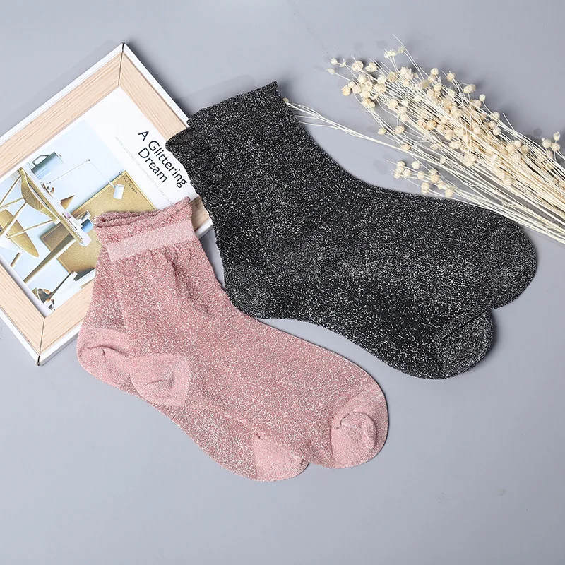 Корейский шелк яркие женские носки Осенние легкие носки женские зимние Meias женские носки художественные вертикальные полосы теплые носки