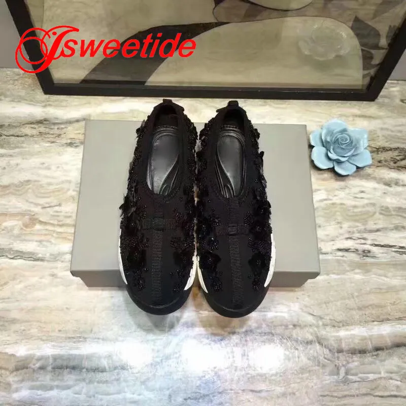 Женская повседневная обувь на плоской платформе с украшением в виде кристаллов; Лидер продаж; женские удобные дышащие кроссовки для отдыха