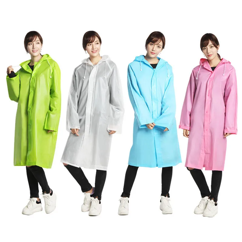 

Men Women Pink Raincoat Long Waterproof Hood Transparent Green Pink Raincoat Jacket Outdoor Travel Poncho Sport Regenpak 50yc41